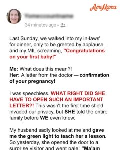 My MIL Found Out I Was Pregnant Before I Did and Revealed It to the Family – I Made Sure She Faced the Consequences