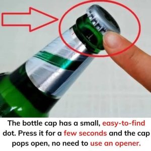 The bottle cap has a small, easy-to-find dot